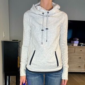 Grey Athleta Funnel Neck Hooded Top